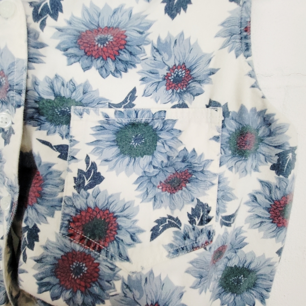 Vintage Andrew's Blues Flower Crop Top Size Large - Picture 3 of 5